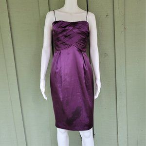 New JESSICA HOWARD Plum Purple Satin Pleated Top Dress 8